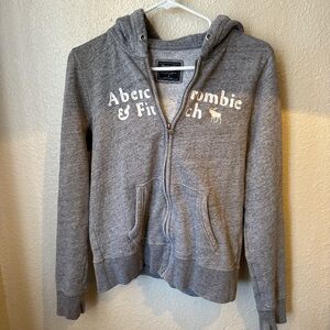 Y2K Abercrombie & Fitch Heather Gray Hooded Zip Sweatshirt